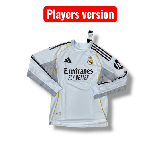 Real Madrid home kit long sleeve player version 2025-26 made in Thailand 